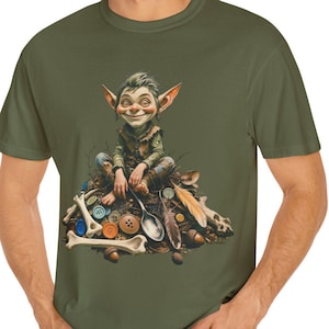 Goblincore T-Shirt with Goblin Art, Forest Junk Hoard Design, Witchy T Shirt, Naturecore Gift Tee, Fantasy Apparel, Gift for Nature Lovers