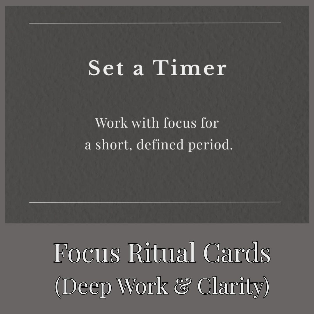 Deep Work Focus Cards, Printable Productivity System for Clarity ...
