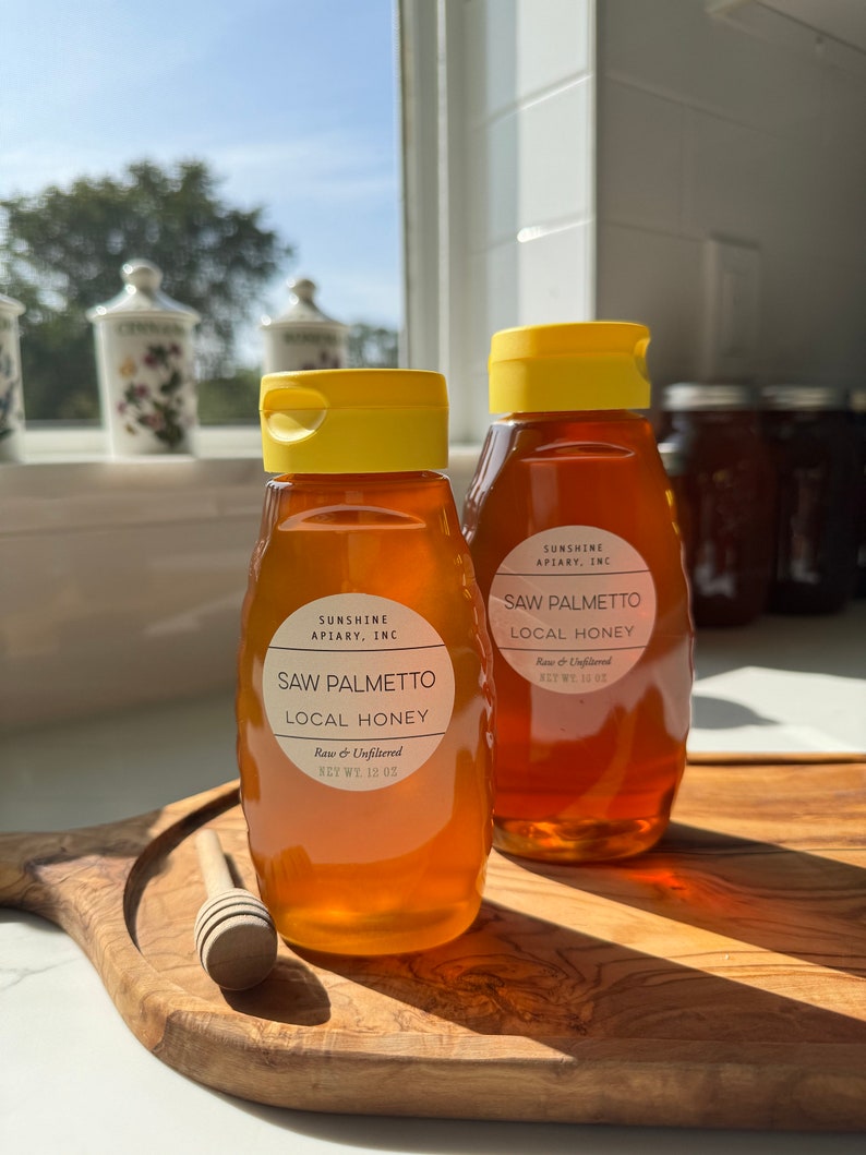 Florida Honey, Saw Palmetto Honey, Unfiltered/raw Unpasteurized Honey, Pure Honey, 12 Oz Squeeze