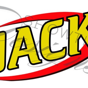 Puede incluir: Un logotipo rojo y amarillo con la palabra "JACK" en letras negras y negritas.