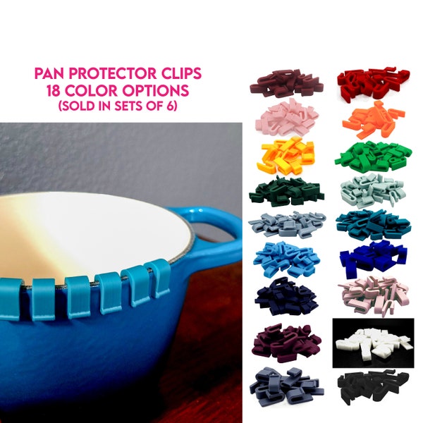 Pot Protector Clips Set Made To Fit LE CREUSET STAUB Tramontina Dutch Oven Cast Iron 18 Different Color Options Display Bumper Gift For Cook