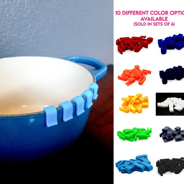 Dutch Oven Cast Iron Lid Pot Protector Clips Made to fit LE CREUSET STAUB Tramontina 10 Different Color Options Display Bumpers