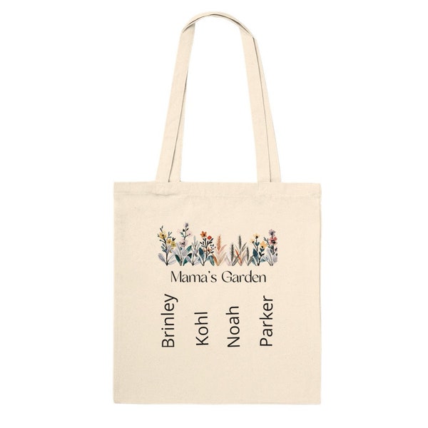 Mama's Garden Tote Bag, Floral Carryall, Flower Tote, Mom Gift, Gardening Bag, Farmer's Market Tote