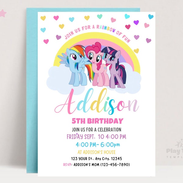 My Little Pony Invitation | Girl My Little Pony Birthday Invitation Template | Editable Little Pony Birthday Invite | Digital Download