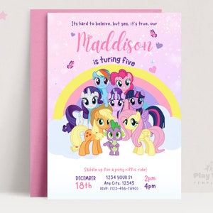 Verjaardagsuitnodiging My Little Pony: bewerkbare feestsjabloon (digitale download)