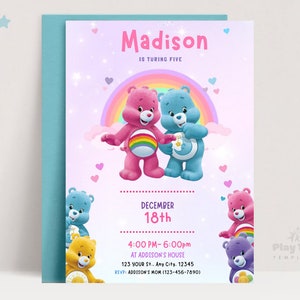 Care Bears Printable Birthday Invitation - Birthday Invitation - Birthday Invitation - Editable Birthday Invitation - Kids Invite