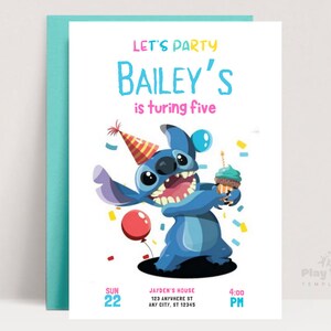 Editable Stitch Invitation Lilo Stitch Birthday Cute Invite Stitch Party  Invite 