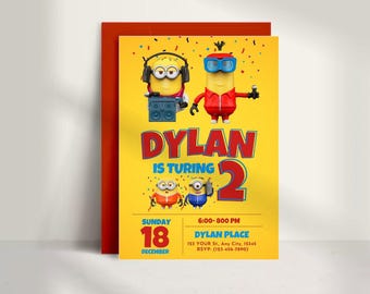 Invitación de cumpleaños de Minions: Invitación editable para fiesta infantil (digital)