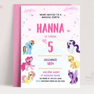 Verjaardagsuitnodiging My Little Pony: bewerkbare feestuitnodiging (digitale download)