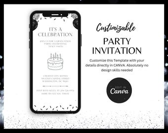 Birthday Dinner Invitation: Editable Canva Template, Digital Party Evite Instant Download