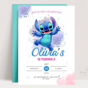 Stitch Birthday Party Invitation Template, Editable Stitch Kids Birthday Invitation, Stitch Birthday Invitation, Stitch Invite, Digital