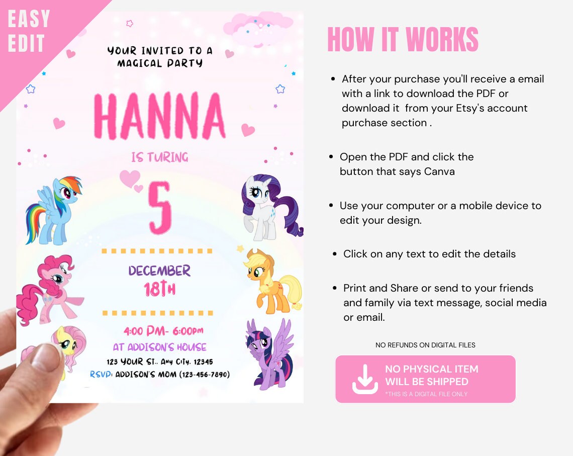 My Little Pony Invitation | Little Pony Birthday Invitation Printable ...
