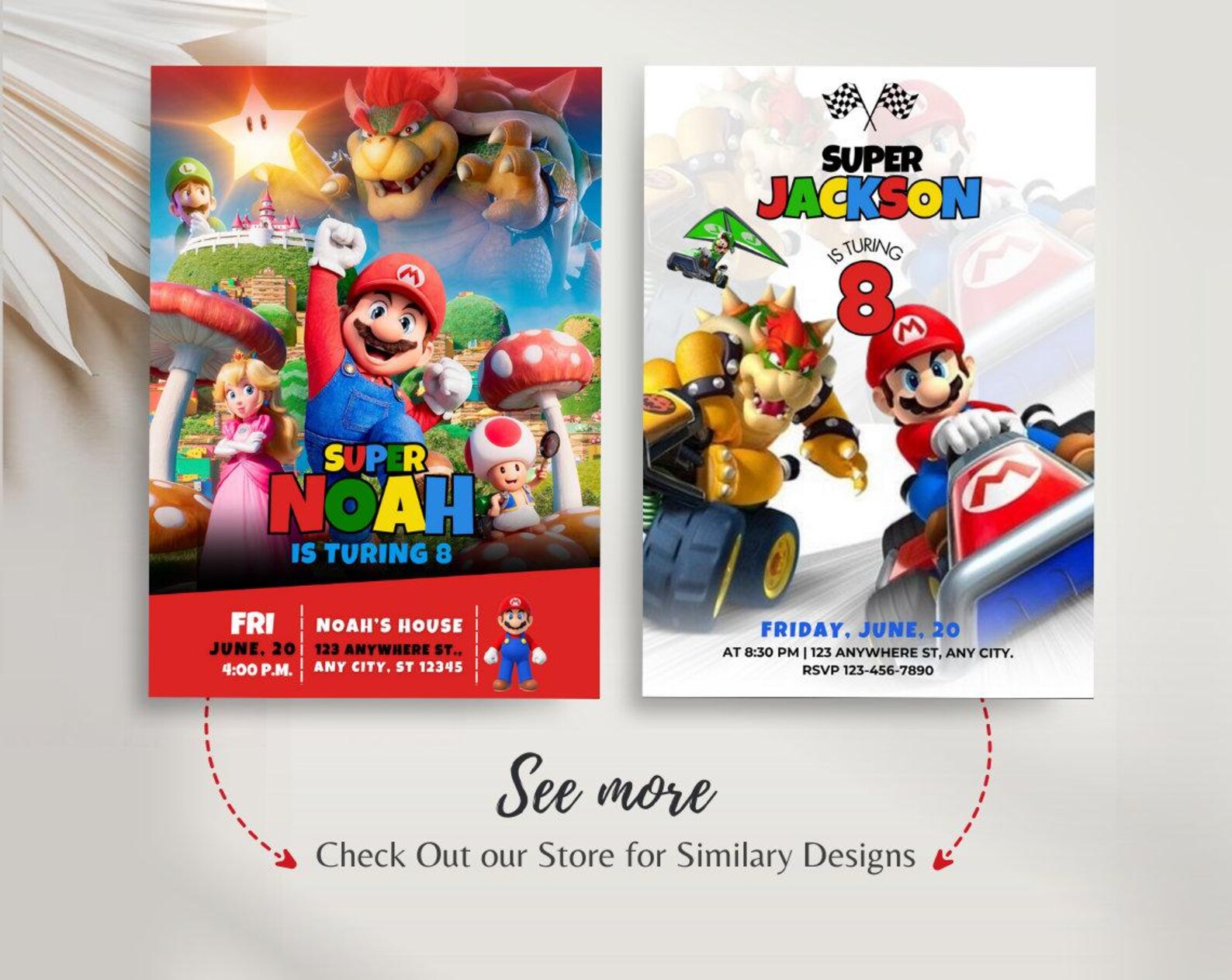 Super Mario Printable Birthday Card Mario Party Invitation Invite
