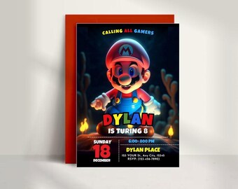 Editable Super Mario Invitation | Printable Birthday Card | Digital Mario Invite