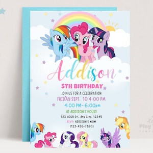 My Little Pony Invitation| My Little Pony Birthday Invitation Printable | Girl Little Pony Theme Invite  | Editable Instant Download