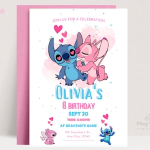 Stitch Editable Birthday Invitation Template, Printable Birthday Party Invitations, Digital Kids Party Invite, Digital Bday Card Invite