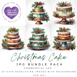 Weihnachtskuchen Clipart | Essen Clipart | Weihnachten Clipart | Hochwertige JPGs | Junk Journal | Scrapbooking | Papiermodelle | Digitaler Download