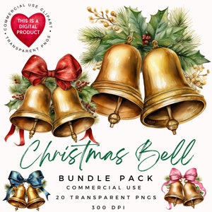 Christmas Bell Clipart | Christmas Clipart | Bell PNG | High Quality PNGs | Junk Journal | Scrapbooking | Paper Craft | Digital Craft