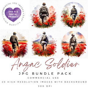Clipart de soldado de Anzac / Día de los Veteranos / Día de Anzac / Día de los Caídos / JPG de alta calidad / Scrapbooking / Manualidades de papel / Diario basura / Efímeras