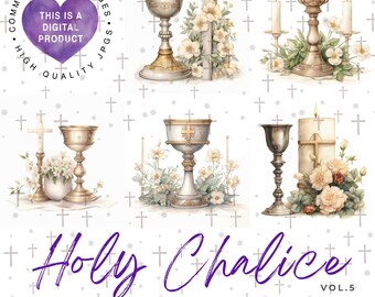 Holy Chalice Clipart Bundle,Religious Clipart, Christian JPG Digital Download
