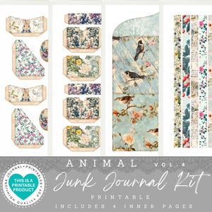 Animal Junk Journal Kit | 33 Items | Printable Papers |Tags | Ephemera |Paper Craft |Envelopes |Cards |Tags |Scrapbooking Supplies |PDF-JPG
