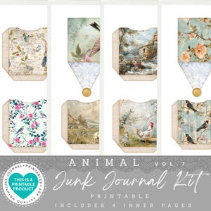 Animal Junk Journal Kit | Printable Papers |Tags | Ephemera |Paper Craft |Envelopes |Cards |Tags |Scrapbooking Supplies |PDF-JPG