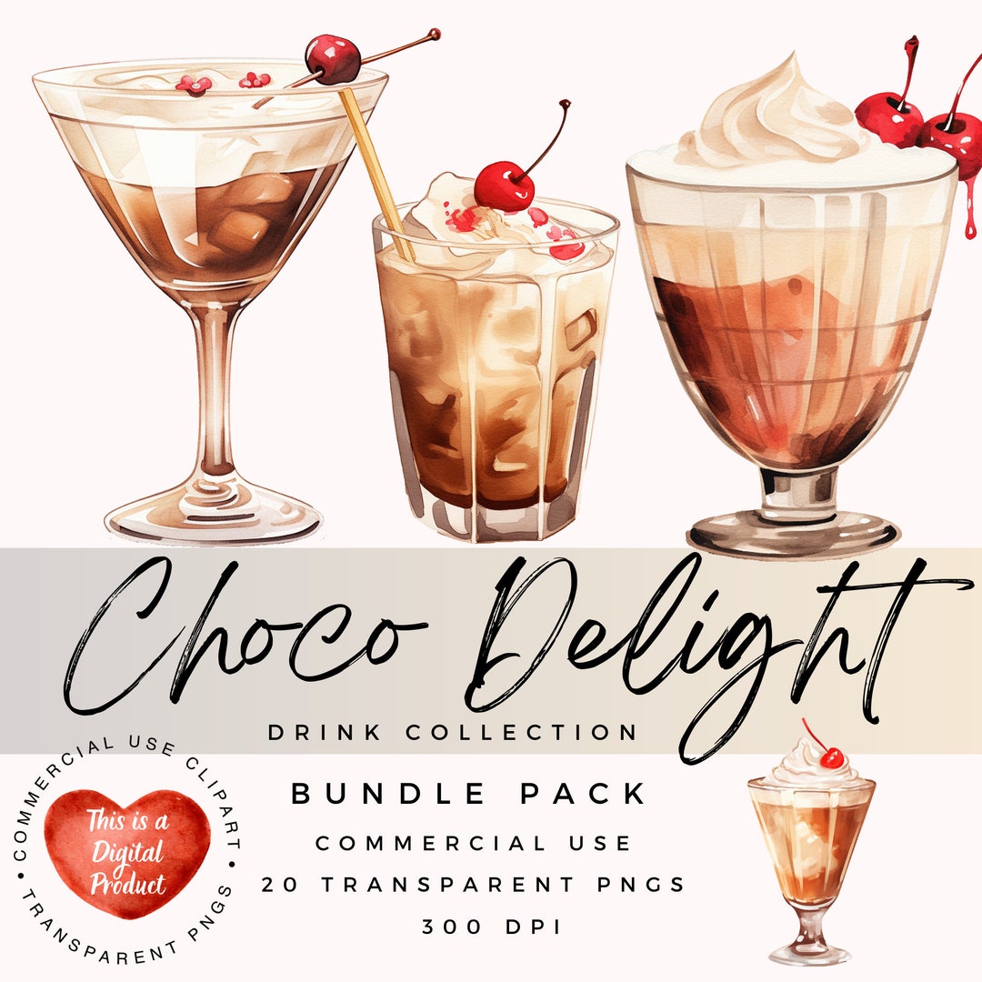 Chocolate Drink Clipart, Watercolor Drinks, Choco Delight Drinks