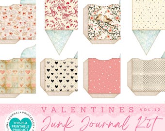 Valentines Junk Journal Kit, Romantic Ephemera & Printable Pages, Digital Download