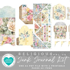 Kit per diario religioso con oggetti inutili / 42 articoli / Carta per diario con oggetti inutili / Kit di carta per album digitali / Foglio / Motivi religiosi / Materiale effimero / Immagini religiose