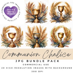 Kommunion Kelch Clipart | Religiöse Clipart | Erstkommunion Clipart | Goldener Kelch | Ährenkranz | Hochwertige JPGs |
