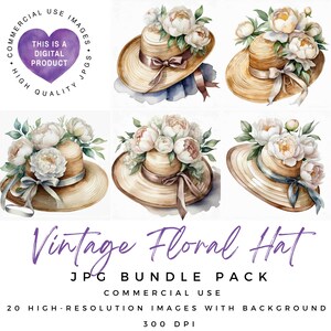 Vintage Hut Clipart | Sommer Hut Clipart | Hochwertige JPGs | Scrapbooking | Junk Journal | Papiermodelle | Vintage Ephemera