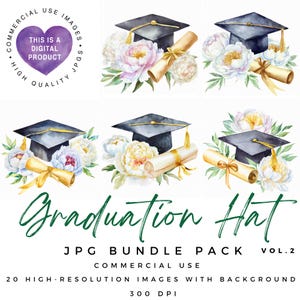 Graduierung Hut Clipart | Graduierung Clipart | Hochwertige JPGs | Scrapbooking | Papiermodelle | Junk Journal | Graduierung Ephemera
