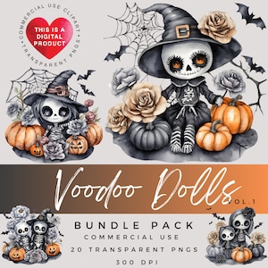 Imágenes prediseñadas de muñecos vudú / Imágenes prediseñadas de Halloween / PNG de alta calidad / Scrapbooking / Junk Journaling / Efímeras / Uso comercial / PNG / Collage