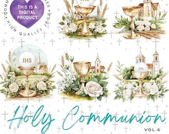Holy Communion Clipart Bundle,Religious Clipart, Christian JPG Digital Download
