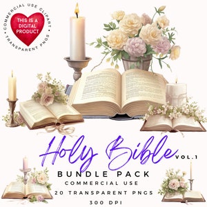 Heilige Bijbel-clipart | Religieuze clipart | Bijbelclipart | PNG's met hoge resolutie | Plakboeken | Papiermodellen | Junkjournaal | Kortstondig: