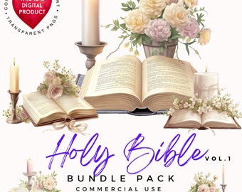 Clipart Sainte Bible : aquarelles religieux PNG pour scrapbooking (téléchargement numérique)