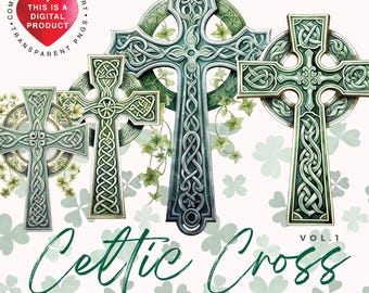 Celtic Cross Clipart Bundle, Commercial Use, Digital Download PNG, Transparent Background