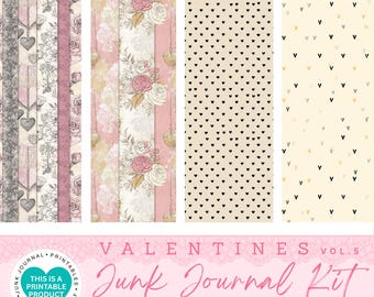 Valentines Junk Journal Kit, Romantic Ephemera & Printable Pages, Digital Download