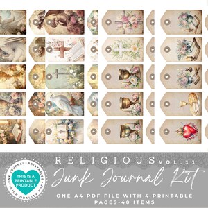 Religiöses Junk Journal Kit | 40 Elemente | Junk Journal Papiere|Digitales Scrapbook Papier Kit|Blatt|Religiöse Muster|Ephemera|Religiöse Bilder