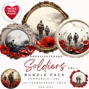 Soldaten Clipart | Anzac Clipart | veteranen Clipart | Hochwertige PNGs | Scrapbooking | Junk Journal | Papiermodelle | Armee | Militär