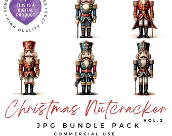 Aquarell-Weihnachtsnussknacker-JPG-Clipart-Bundle, kommerzielle Nutzung, digitaler Download