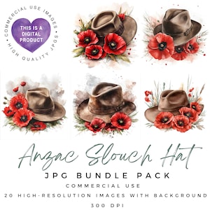 Anzac Slouch Hat Clipart | Memorial Clipart | Veterans Day | Anzac Day | Scrapbooking | Junk Journal | Ephemera | High Quality JPGs