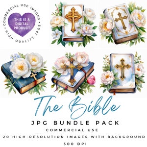 Watercolor Bible Clipart: Religious JPG Images (Digital Download)