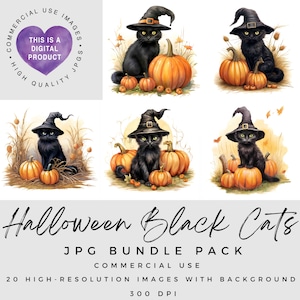 Gato Negro Halloween | Imágenes de Halloween | Gatito Negro con sombrero de bruja | Tierno Gatito Negro | Imágenes para imprimir |