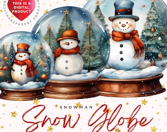 Christmas Snow Globe Clipart Bundle, Commercial Use, Digital Download PNG, Transparent Background