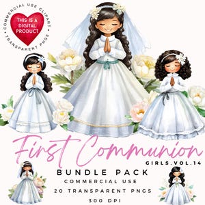 Erstkommunion Mädchen Clip Art | Religiöse Clipart | Mädchen betend | Erstkommunion Clipart | Kommerzielle Nutzung | Junk Journal | Scrapbooking