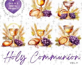 Holy Communion Clipart Bundle, Religious Clipart, Christian JPG Digital Download