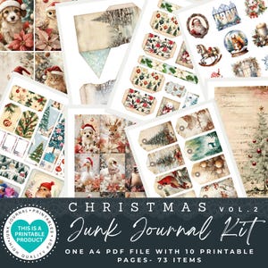 Christmas Junk Journal Kit | 73 Items| Printable Papers|Tags | Ephemera |Paper Craft |Envelopes |Cards |Tags |Scrapbooking Supplies |PDF-JPG