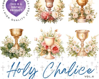 Holy Chalice Clipart Bundle,Religious Clipart, Christian JPG Digital Download