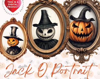 Jack O' Lantern Clipart Bundle, Commercial Use, Digital Download PNG, Transparent Background